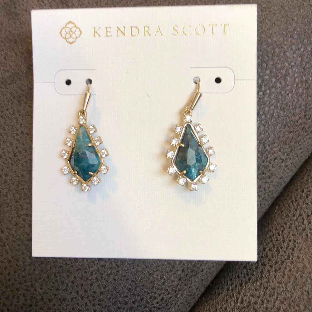 NWT Kendra Scott Aqua Juniper drop earrings - Picture 3 of 6